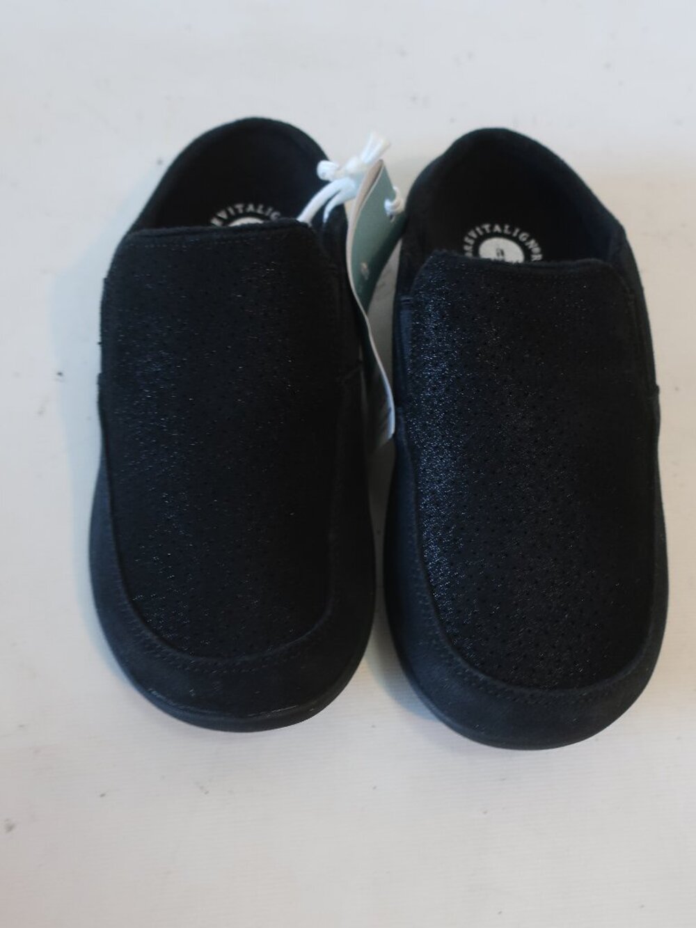 NWT Womens Revitalign Black Faux Suede Siesta Slide Ease Comfort Mule 7D